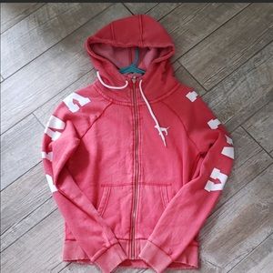 VS Pink Funnel Neck Zip Up Hoodie red NWOT small
